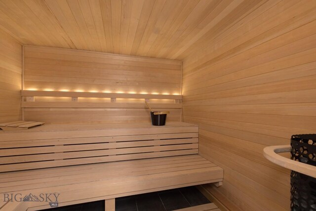 117 Martingale Frk Unit 6, Big Sky, MT 59716 - sauna / steam room with wooden walls and tile patterned floors
