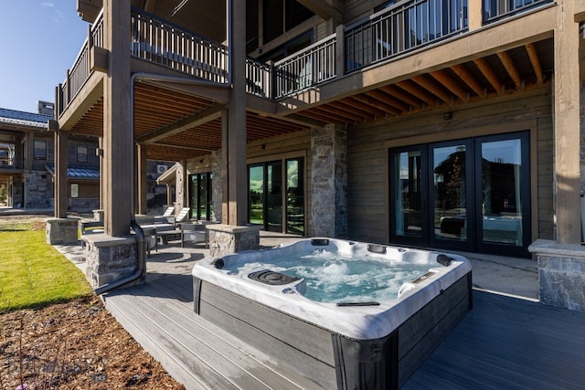 wooden deck with french doors