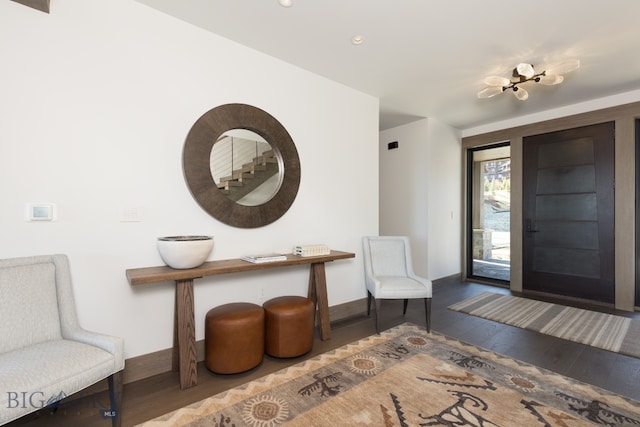 foyer entrance featuring hardwood / wood-style flooring