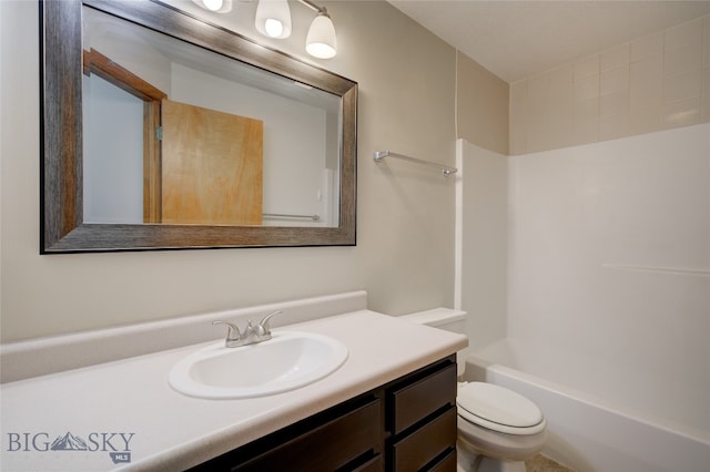 full bathroom featuring vanity, toilet, and tub / shower combination