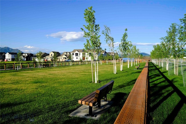 view of community featuring a lawn