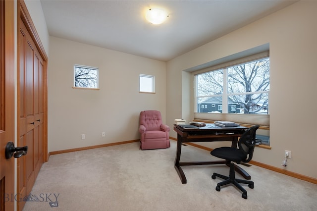 carpeted office space with plenty of natural light