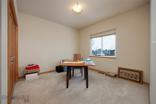 view of carpeted office space