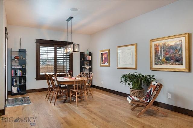 dining area with light hardwood / wood-style floors