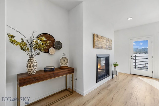 interior space with light hardwood / wood-style floors