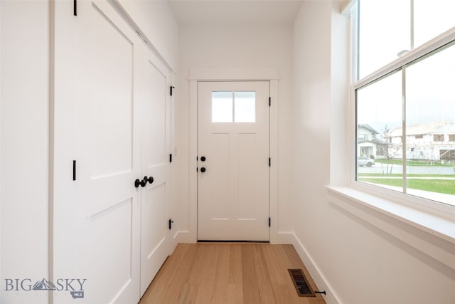 doorway featuring light hardwood / wood-style flooring