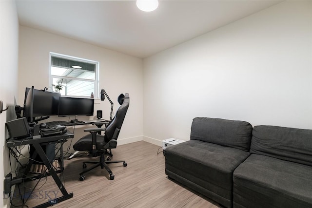 home office featuring light hardwood / wood-style flooring