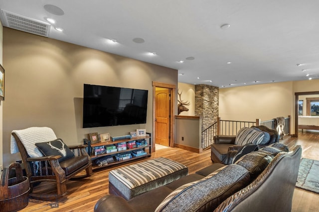 living room featuring light wood-type flooring