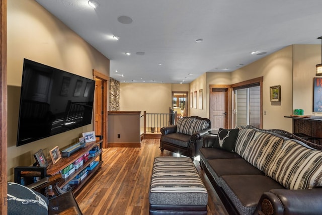 living room with hardwood / wood-style flooring