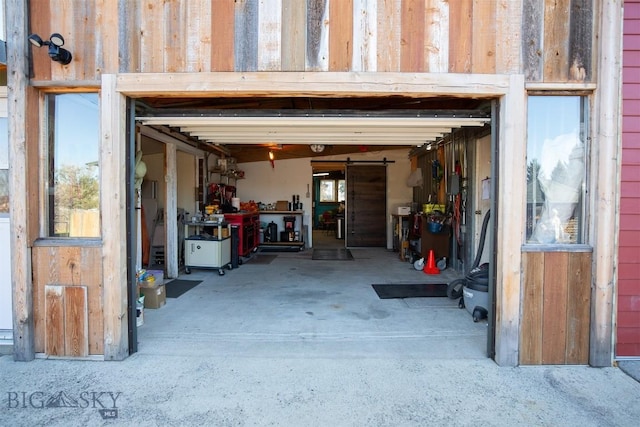 view of garage