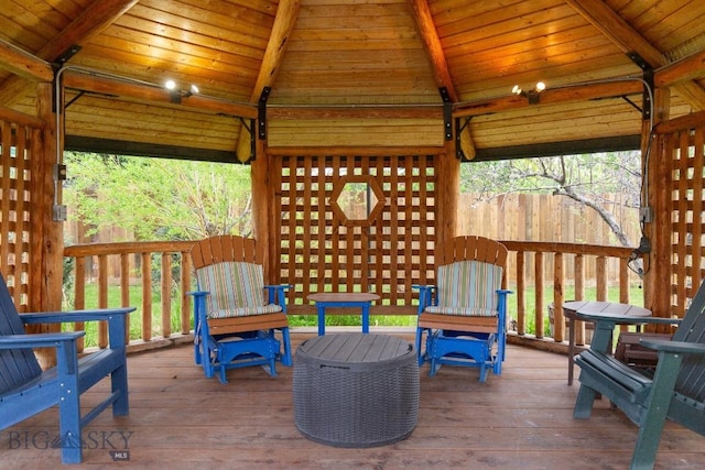 wooden terrace with a gazebo