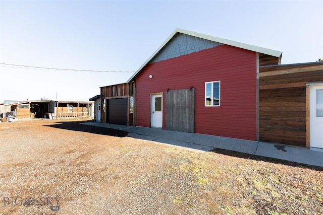 exterior space featuring a garage