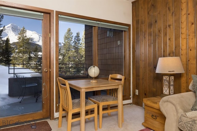 interior space featuring a mountain view