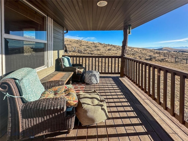 deck with a mountain view