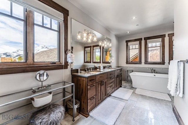 bathroom featuring vanity and a bathing tub