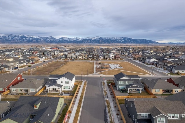 aerial view with a residential view and a mountain view