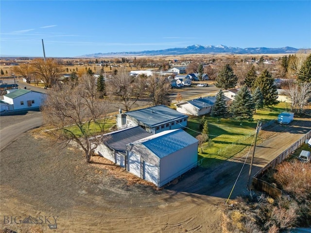 drone / aerial view featuring a mountain view