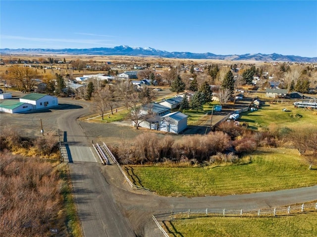 drone / aerial view with a mountain view