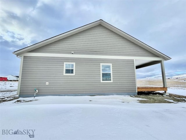 view of snow covered exterior