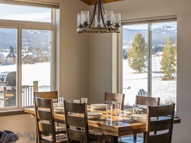 dining room featuring a notable chandelier and a healthy amount of sunlight