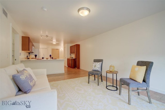 living room featuring light hardwood / wood-style flooring