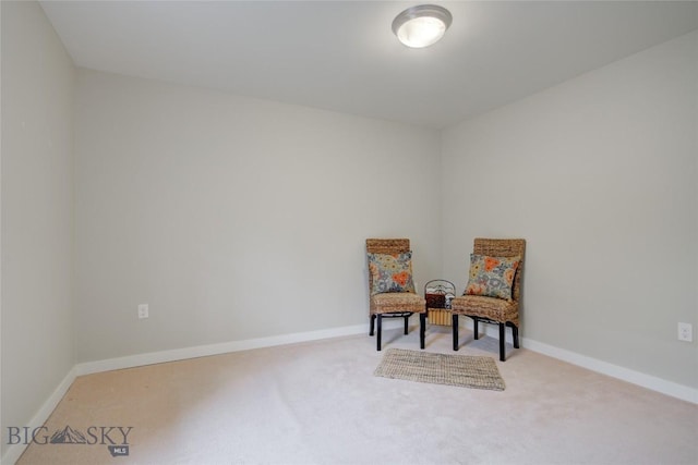 living area featuring carpet floors