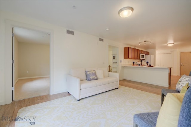 living room with light hardwood / wood-style flooring