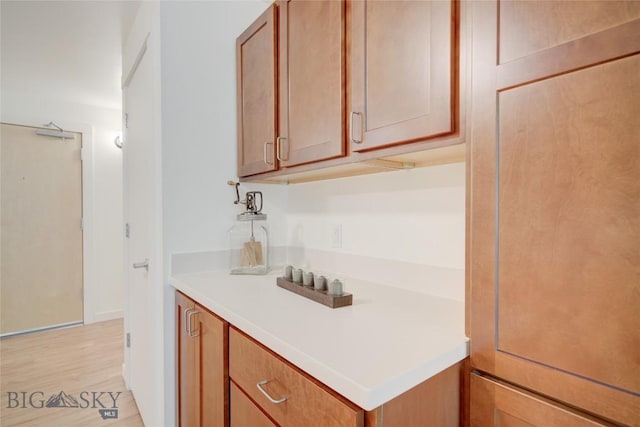 kitchen with light hardwood / wood-style floors