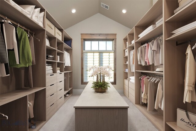 4807 Jordan Spur Rd, Bozeman, MT 59715 - walk in closet with light colored carpet and lofted ceiling