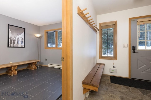 foyer featuring a baseboard radiator