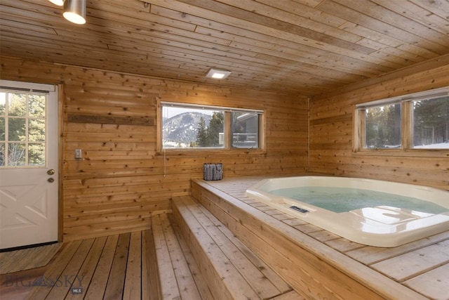 view of sauna / steam room featuring hardwood / wood-style flooring and plenty of natural light