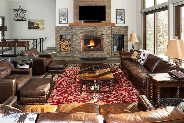 13 Middle Rider, Big Sky, MT 59716 - living room with a fireplace and wood finished floors