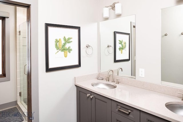 13 Middle Rider, Big Sky, MT 59716 - full bathroom featuring a stall shower and double vanity