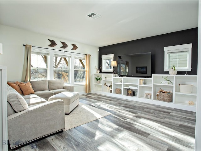 living room featuring light hardwood / wood-style floors