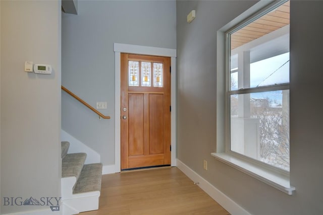 entryway with light wood-type flooring