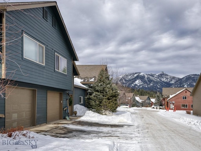 exterior space featuring a mountain view