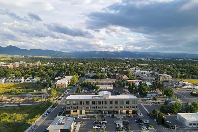 birds eye view of property with a mountain view