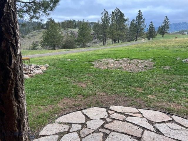 view of yard featuring a mountain view and a rural view