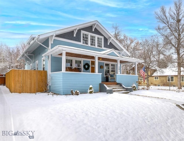 view of front of house with covered porch