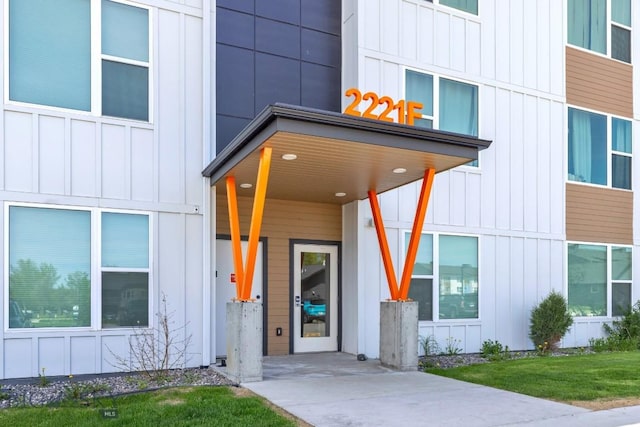 2221F Willow Unit 104, Livingston, MT 59047 - view of exterior entry featuring board and batten siding