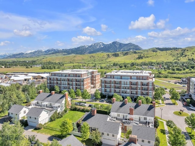 aerial view with a mountain view