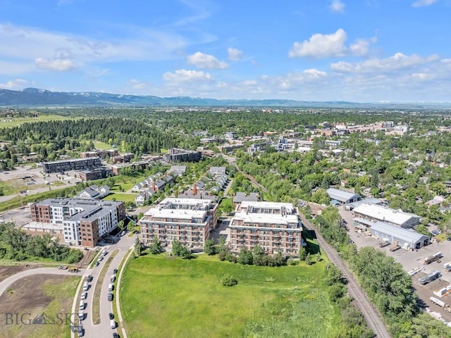 aerial view with a mountain view