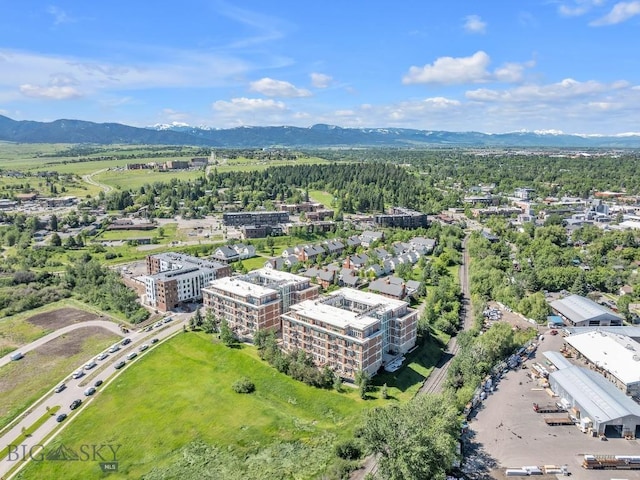 drone / aerial view with a mountain view