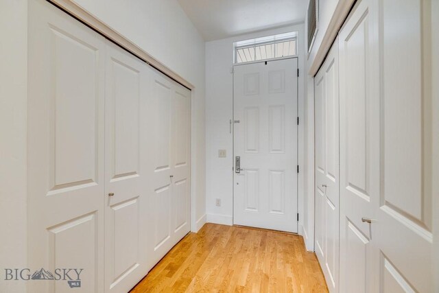 entryway with light wood-type flooring