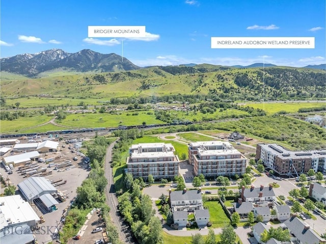 aerial view with a mountain view