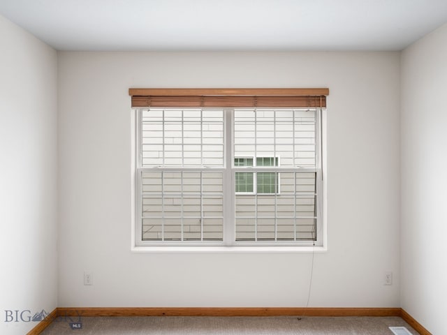 carpeted spare room featuring a wealth of natural light