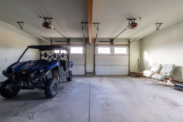 garage with a garage door opener