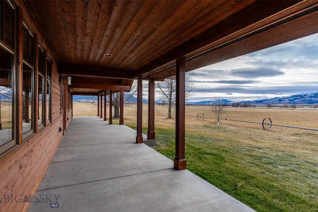 view of patio featuring a mountain view