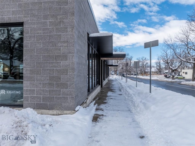 view of snow covered exterior