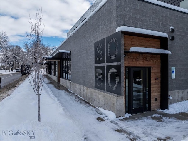 view of snowy exterior